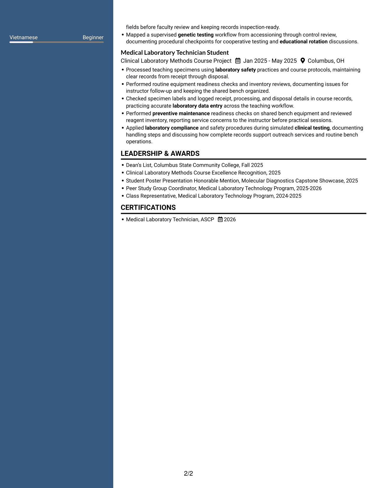 Resume example — page 2