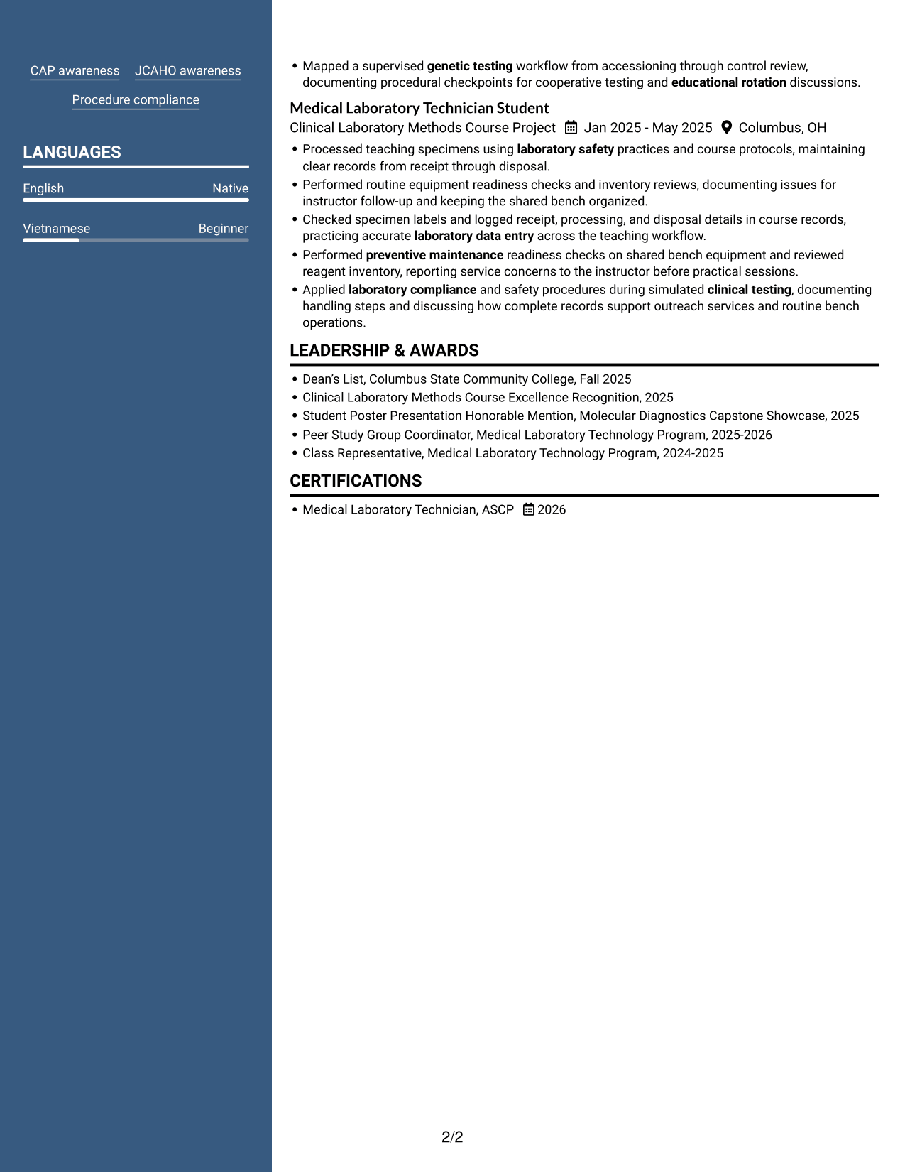 Resume example — page 2