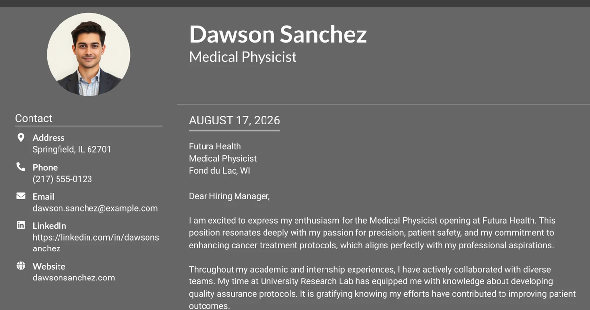 30+ Medical Physicist Cover Letter Templates with Example 2026