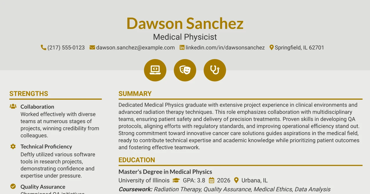 33 Medical Physicist Resume Templates with Example 2026 (ATS-Optimized)