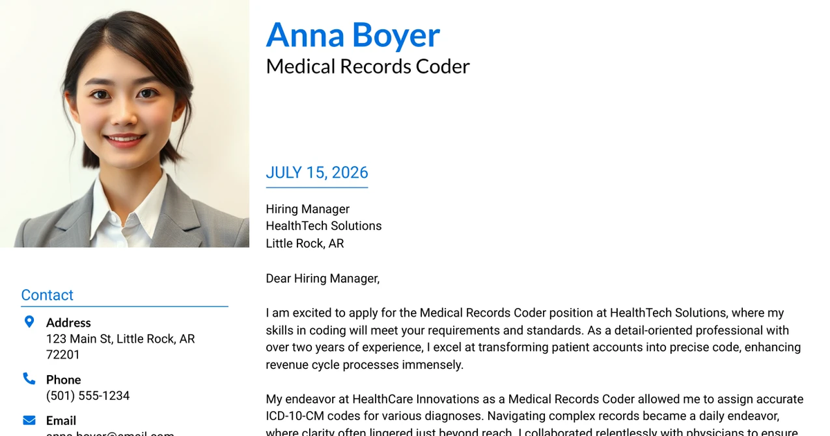 30+ Medical Records Coder Cover Letter Templates with Example 2026
