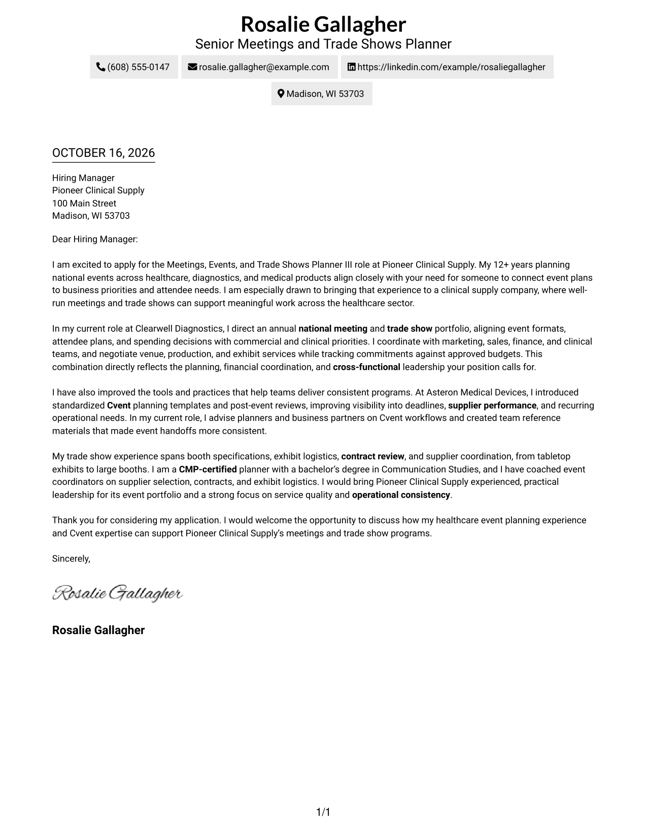 Cover letter example — page 1