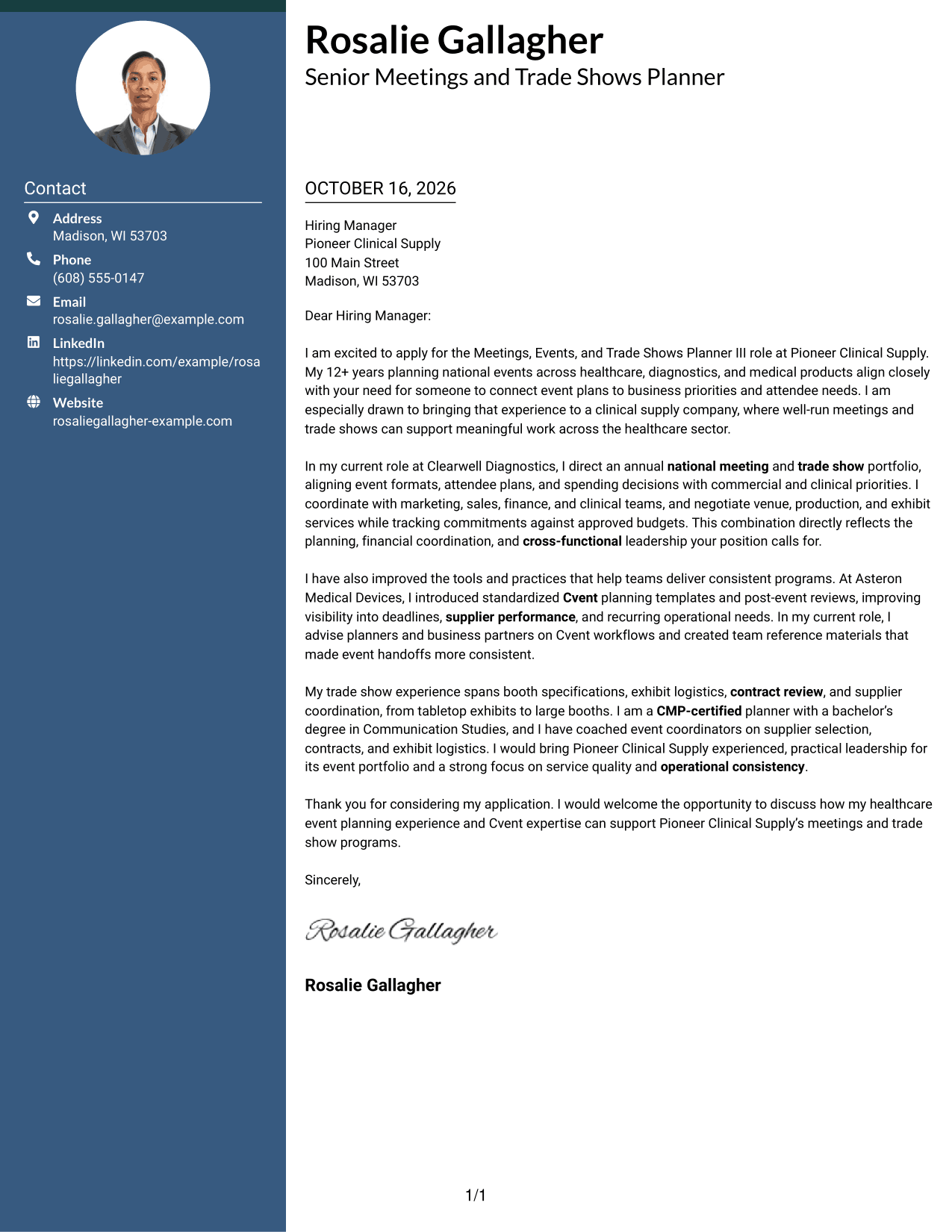 Cover letter example — page 1
