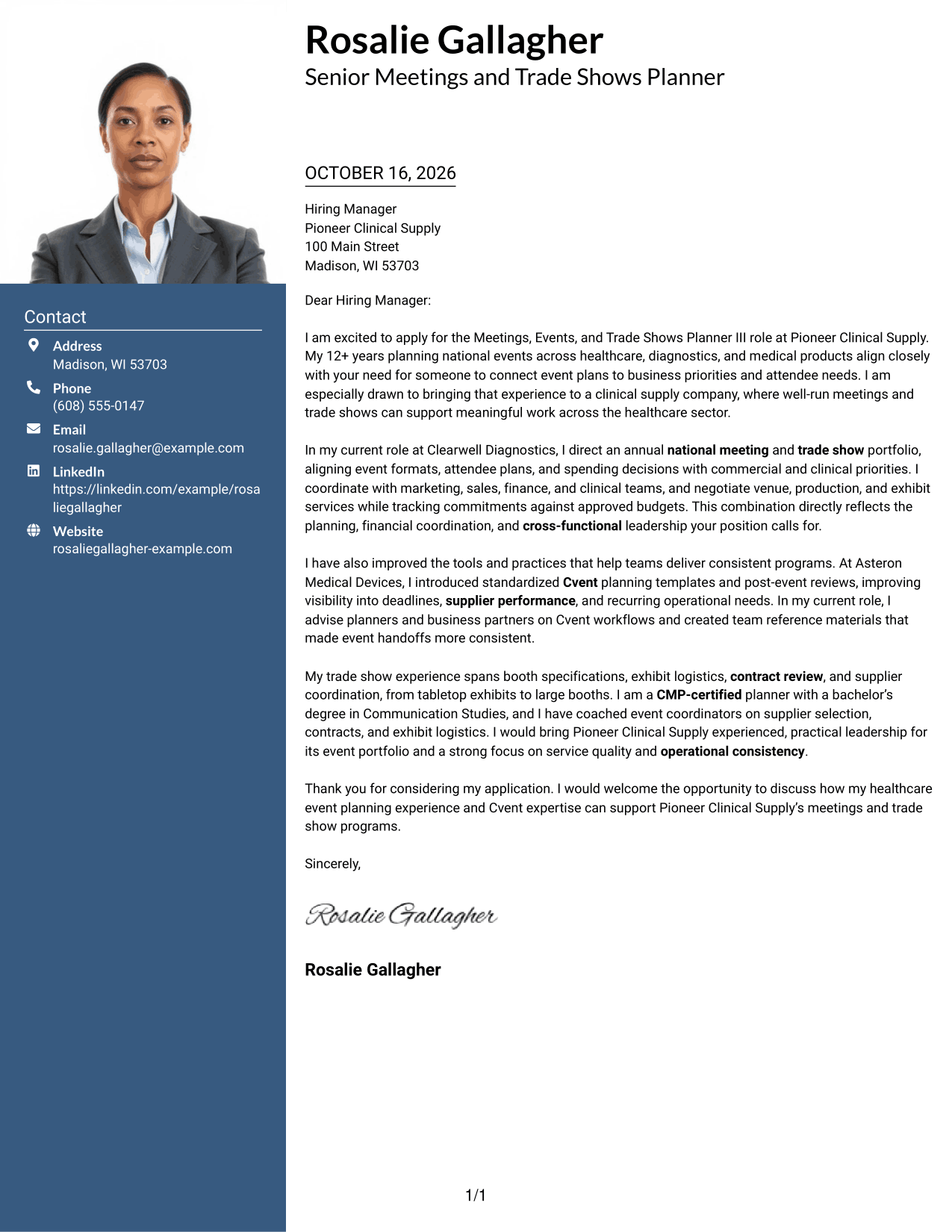 Cover letter example — page 1