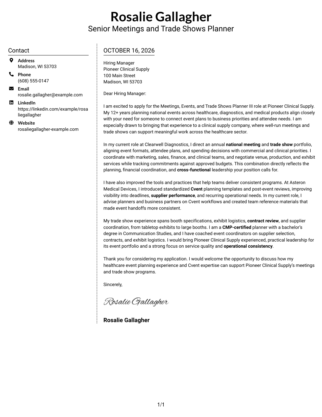Cover letter example — page 1