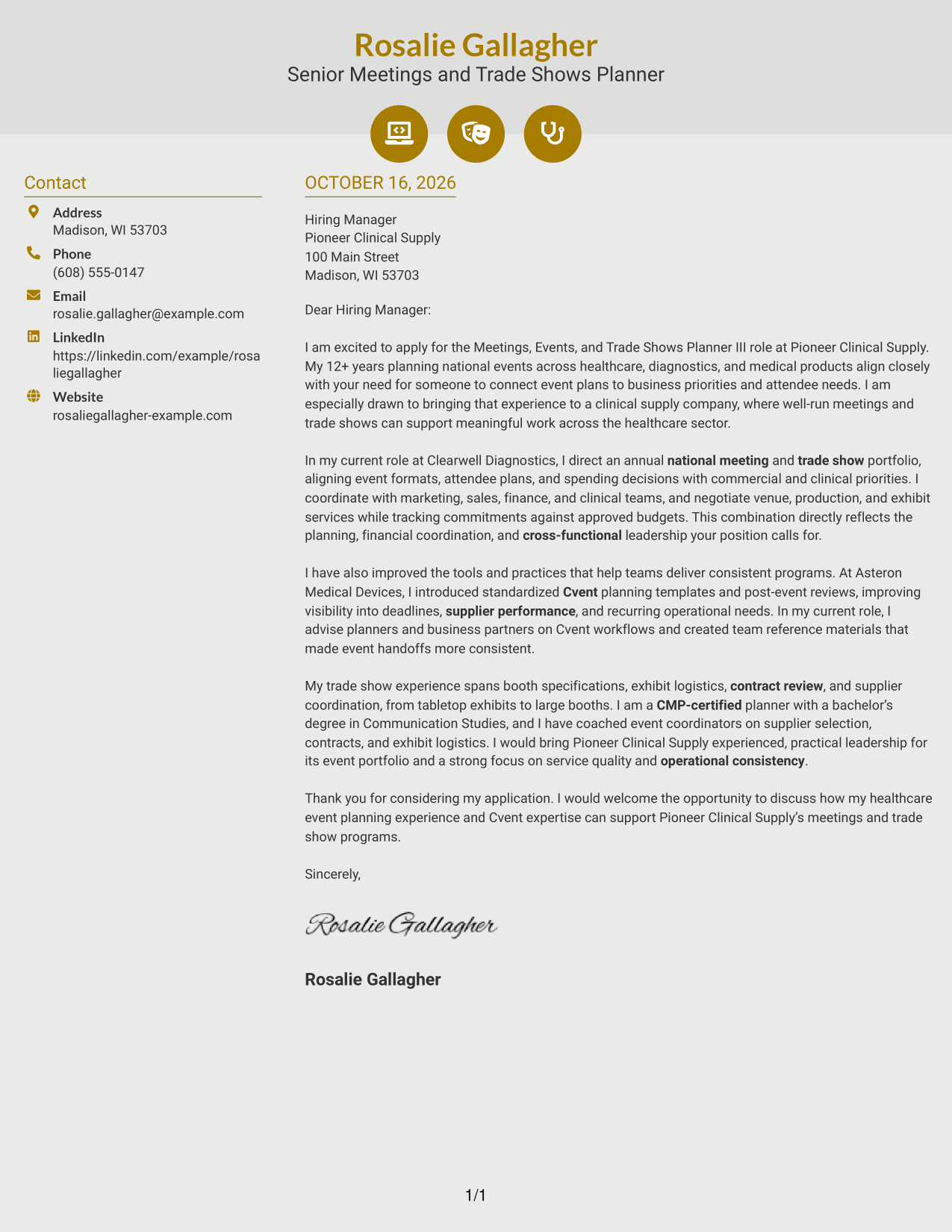 Cover letter example — page 1