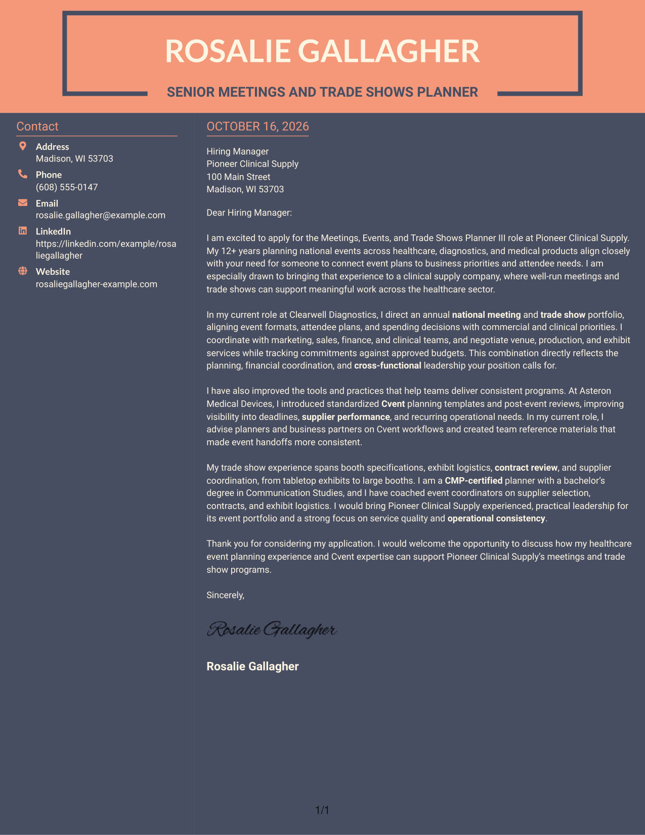 Cover letter example — page 1