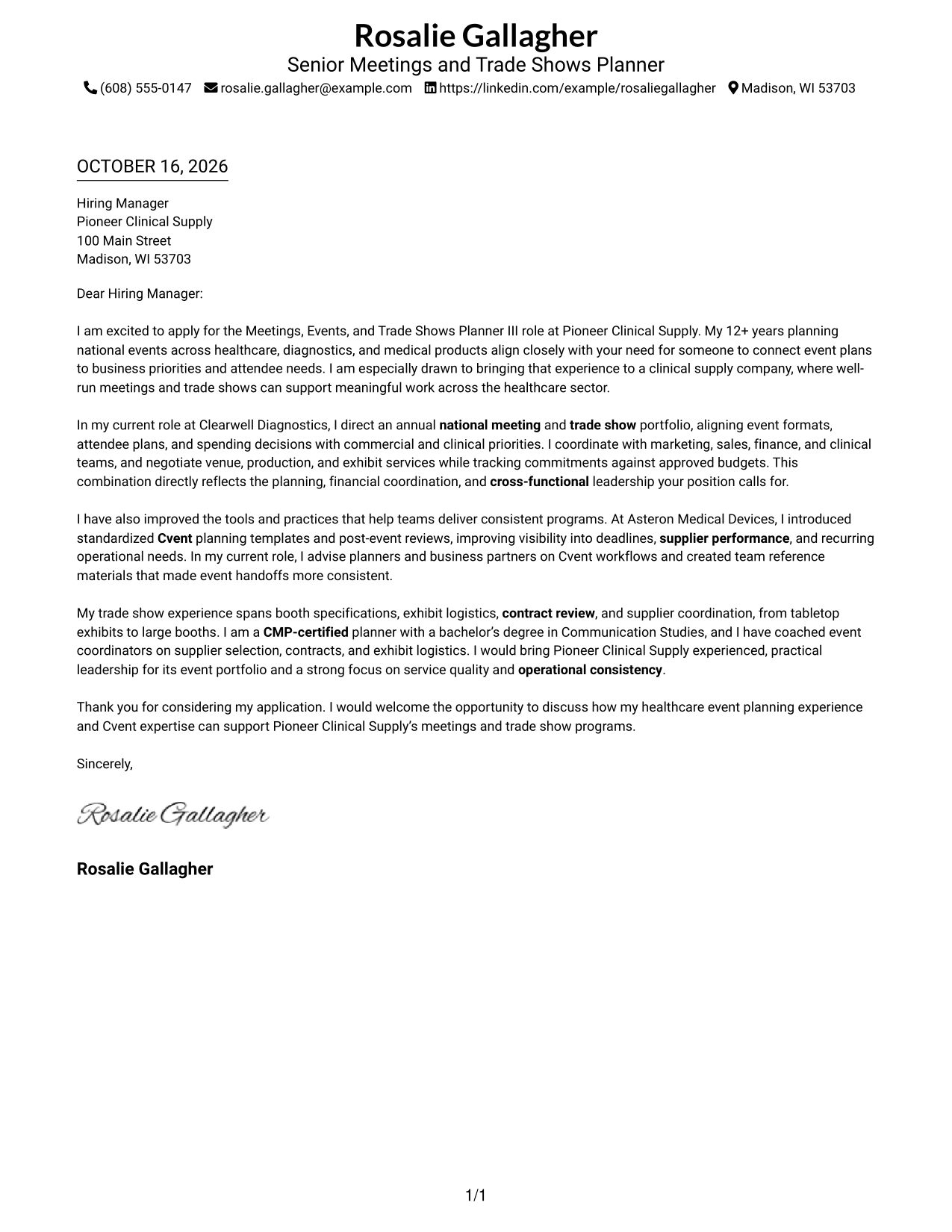 Cover letter example — page 1