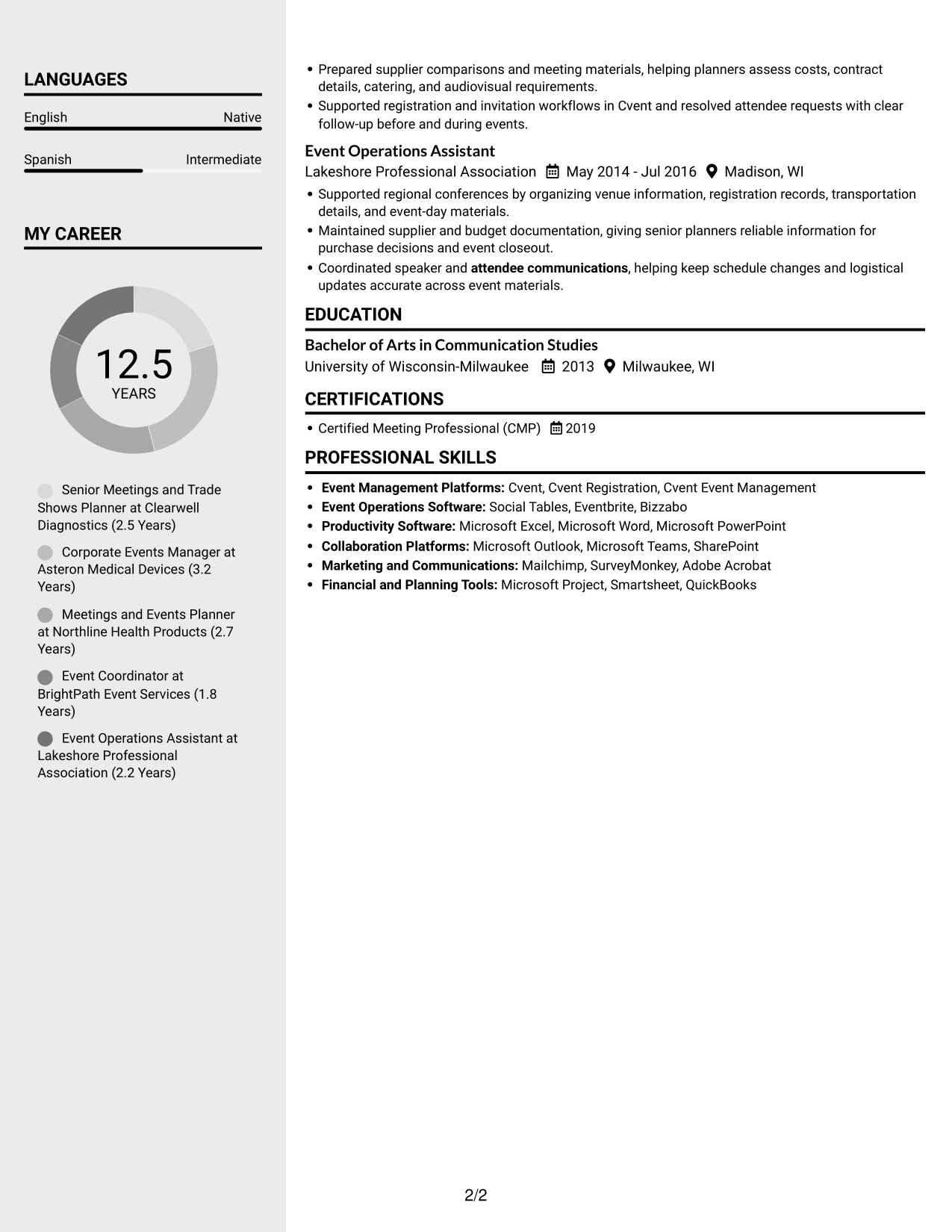 Resume example — page 2