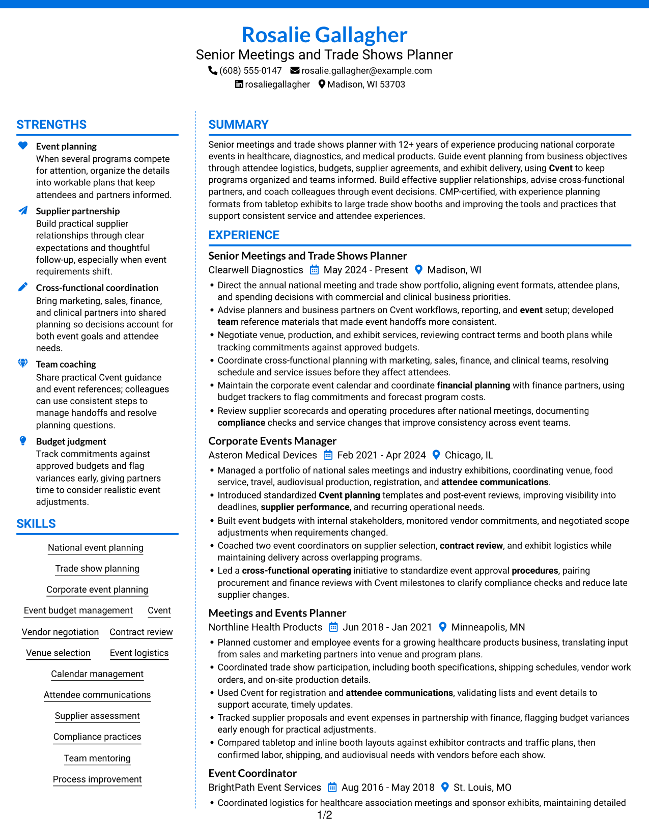 Resume example — page 1