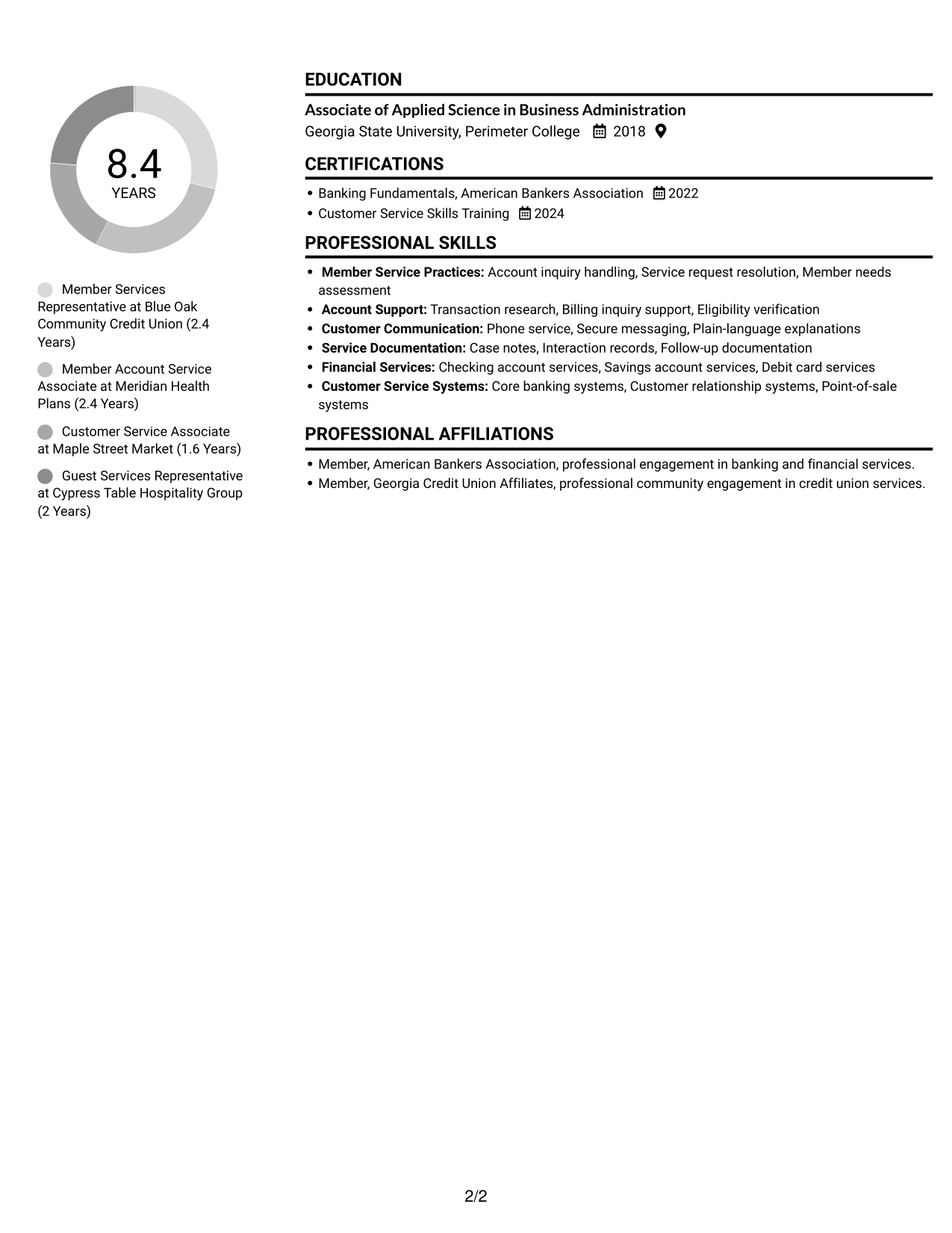 Resume example — page 2