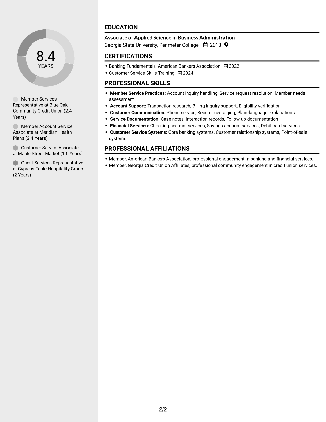 Resume example — page 2