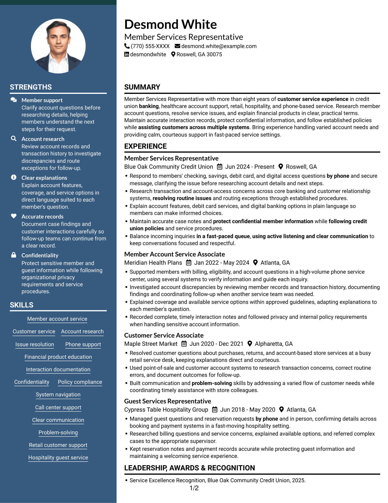 Resume example — page 1