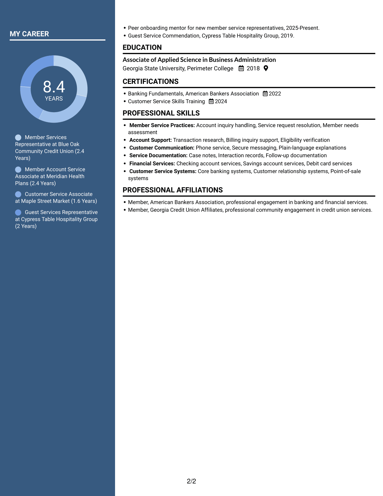 Resume example — page 2