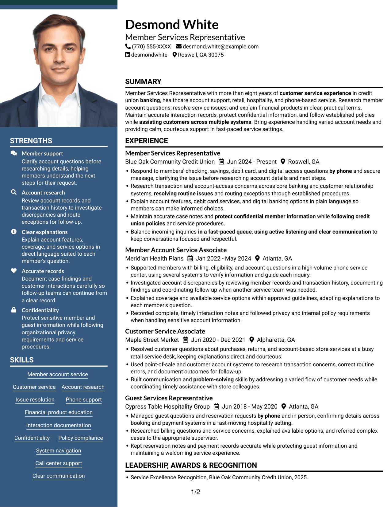 Resume example — page 1