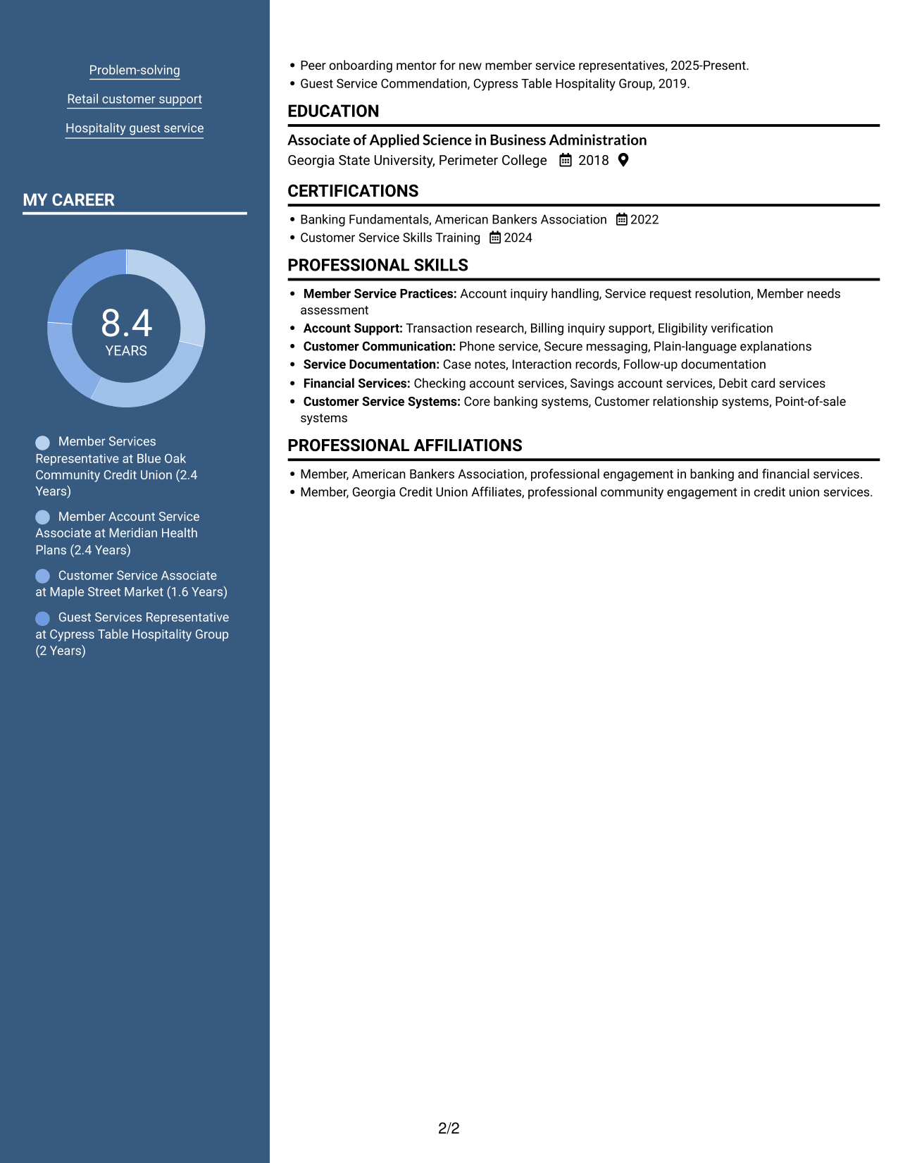 Resume example — page 2