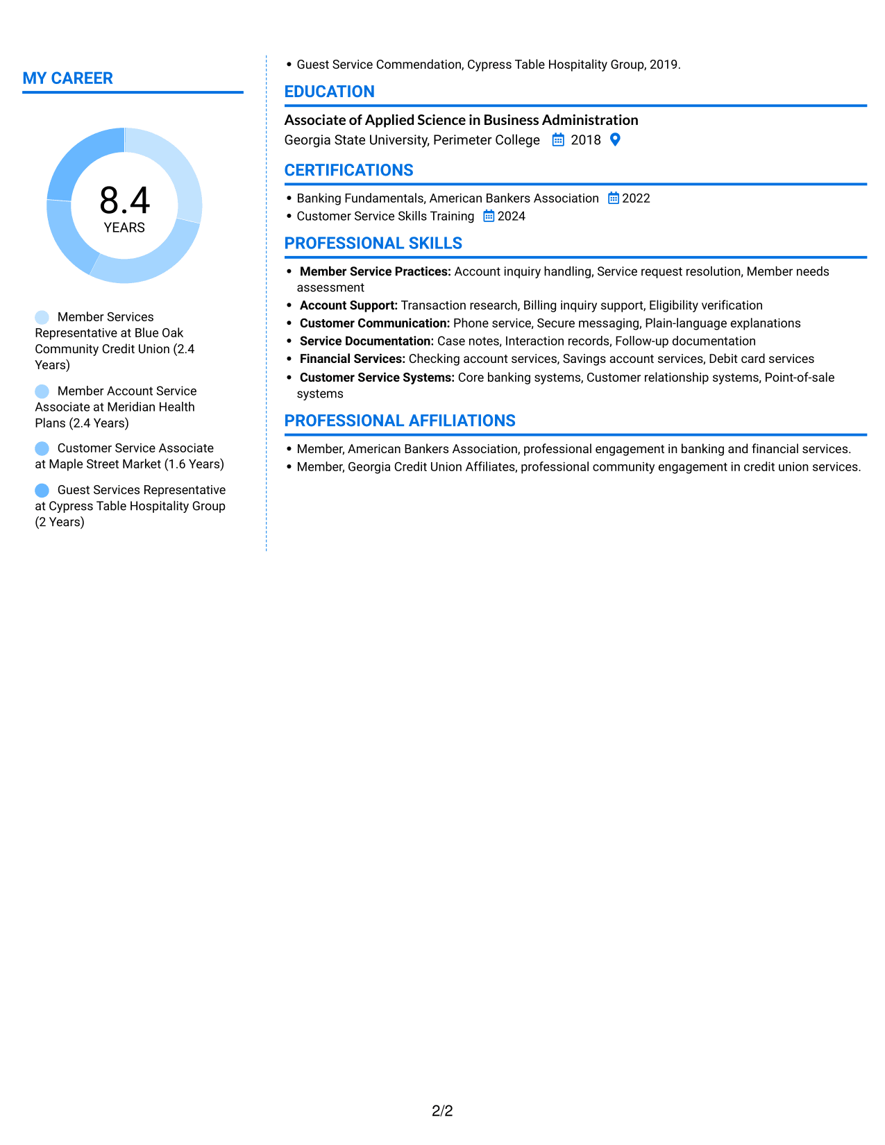 Resume example — page 2