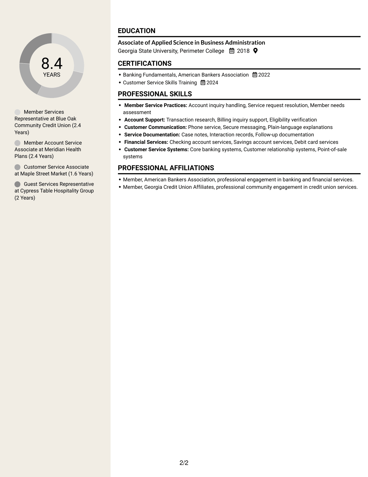 Resume example — page 2