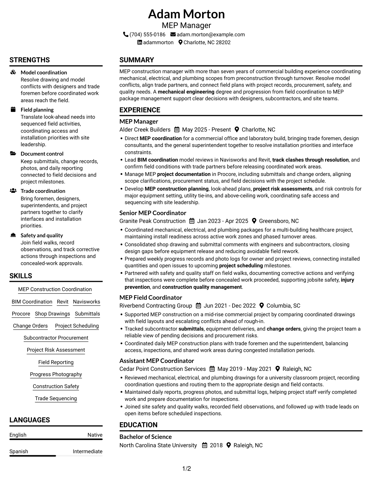 Resume example — page 1