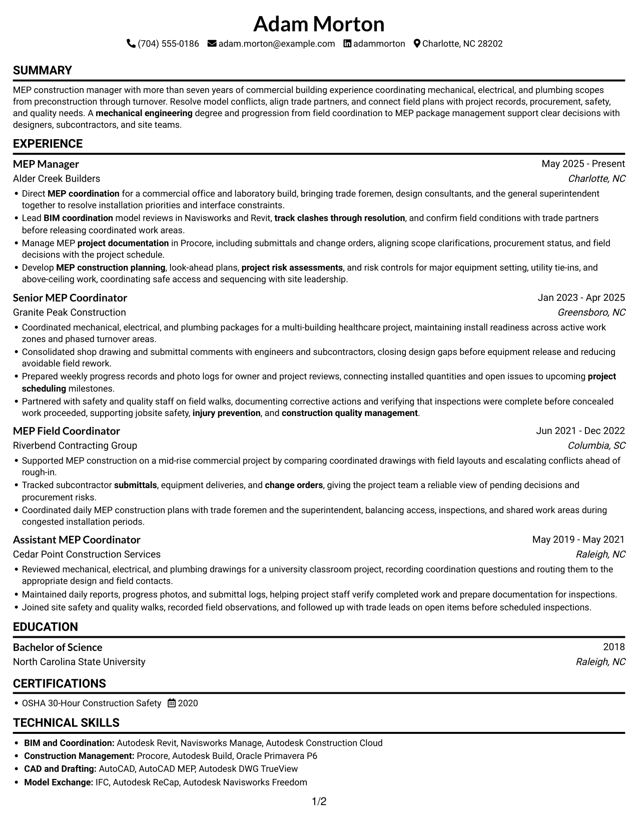 Resume example — page 1