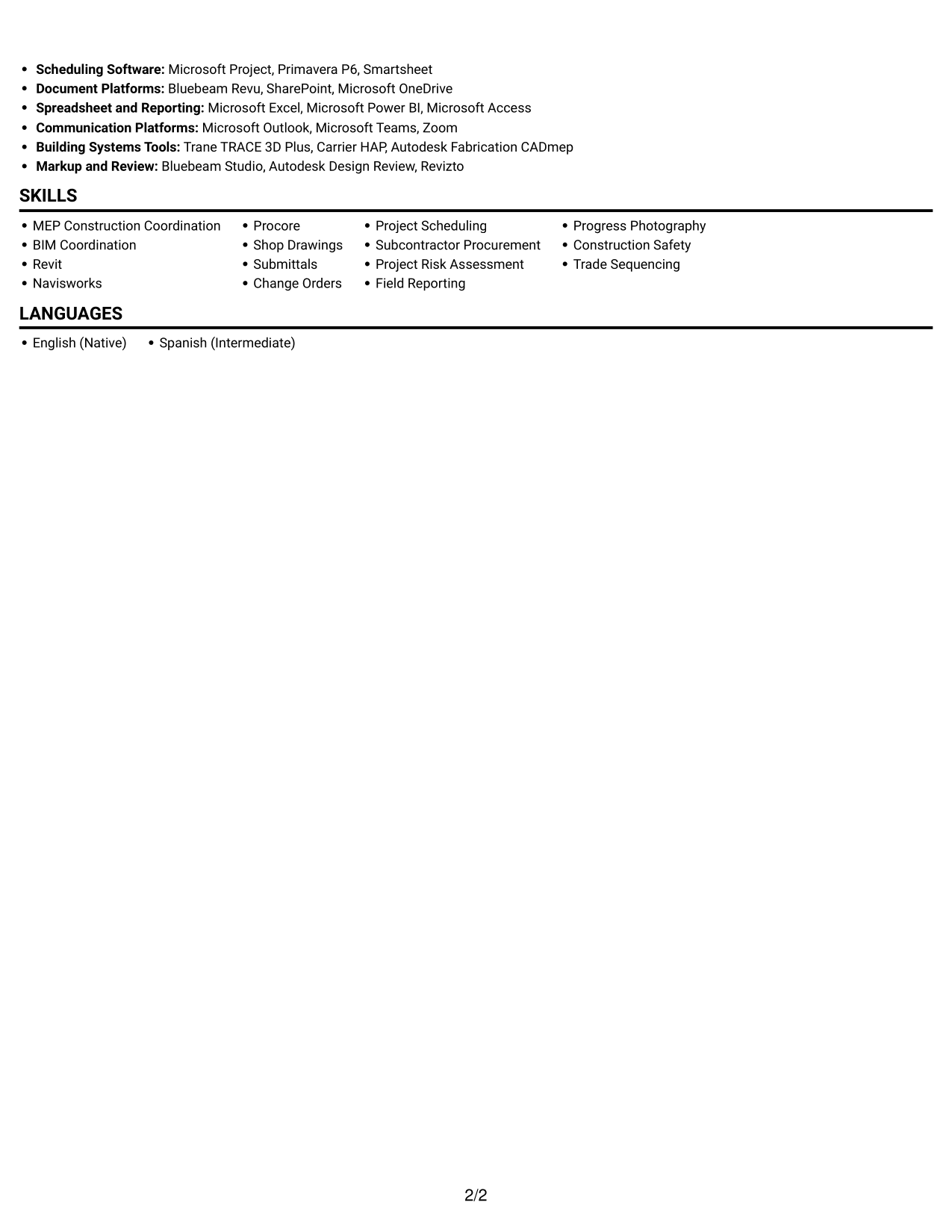 Resume example — page 2