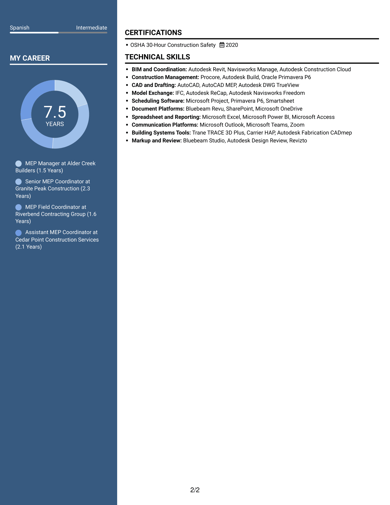 Resume example — page 2