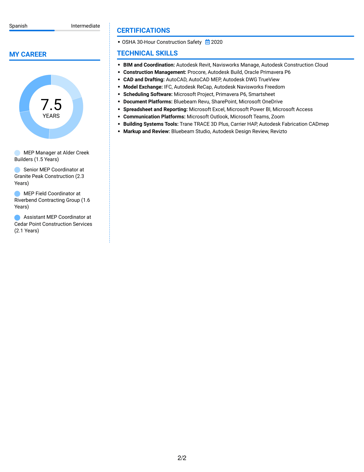 Resume example — page 2