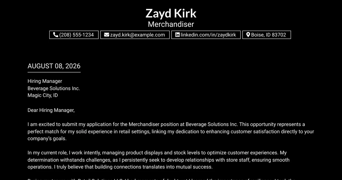 30+ Merchandiser Cover Letter Templates with Example 2026