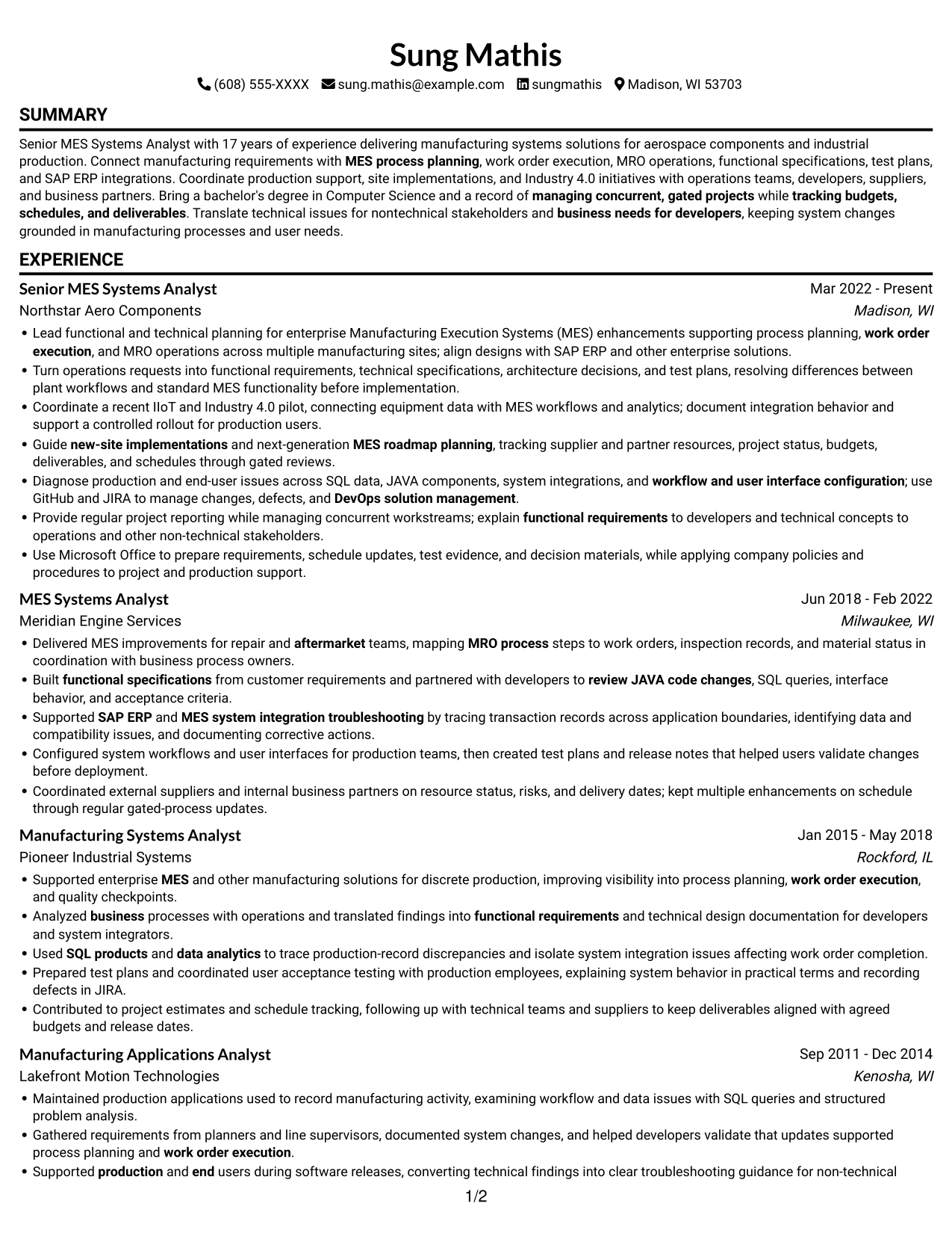 Resume example — page 1