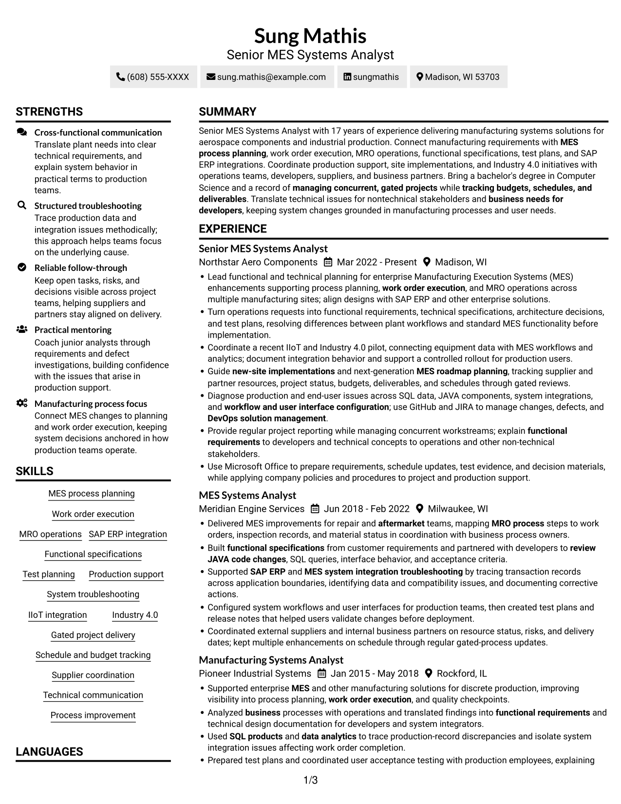 Resume example — page 1