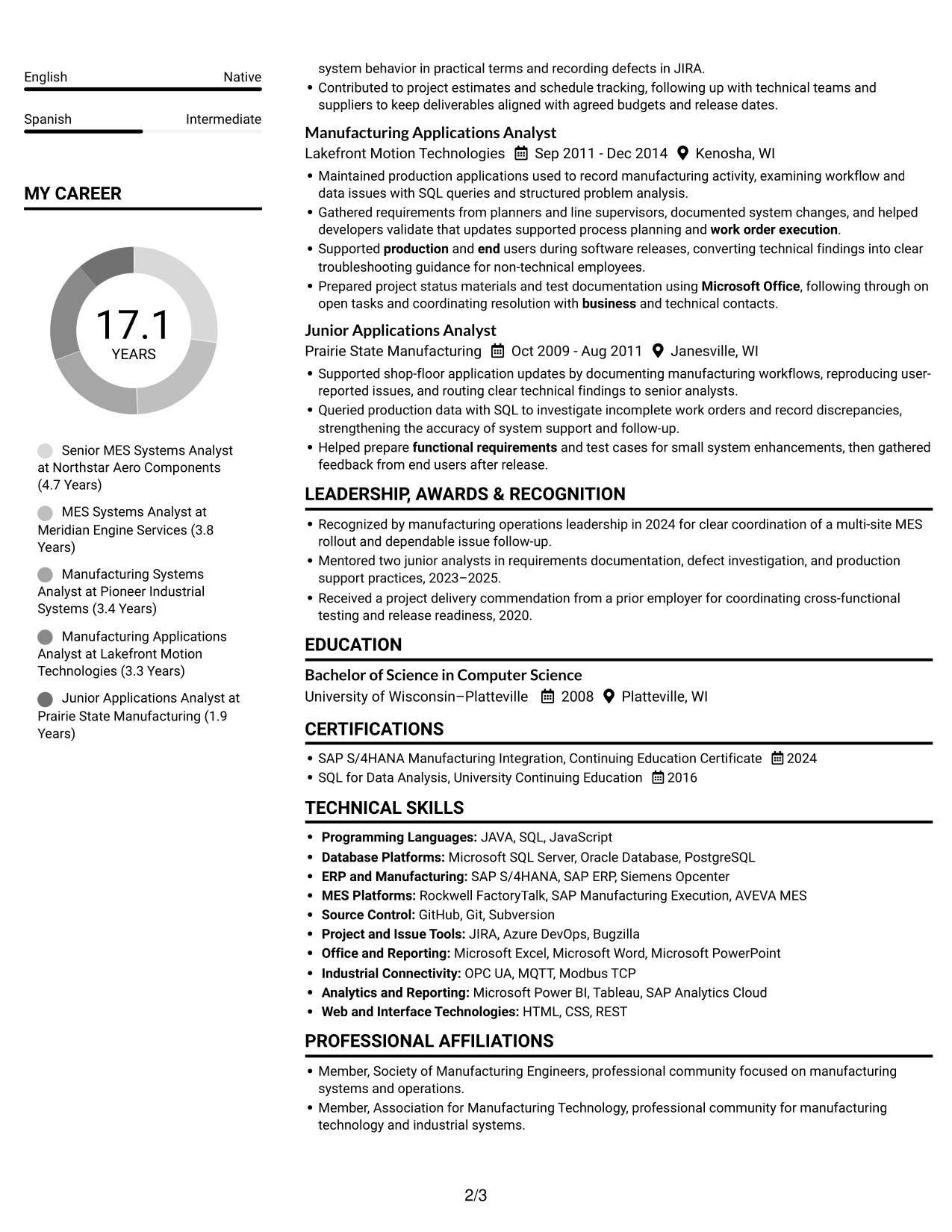 Resume example — page 2