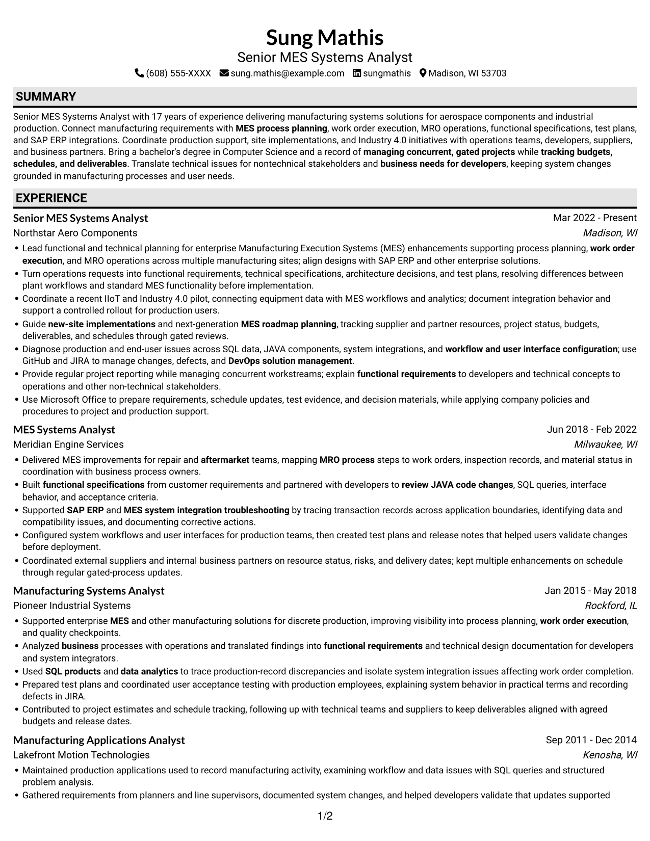 Resume example — page 1