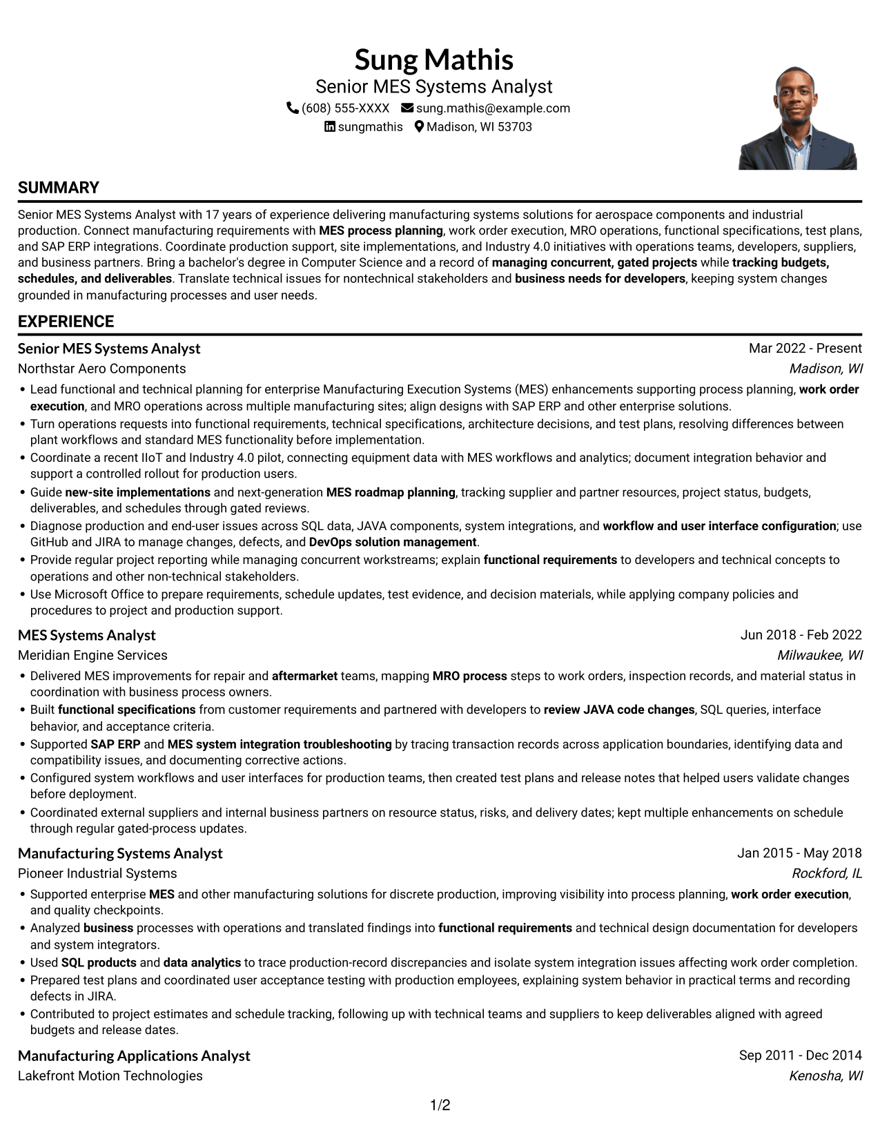 Resume example — page 1