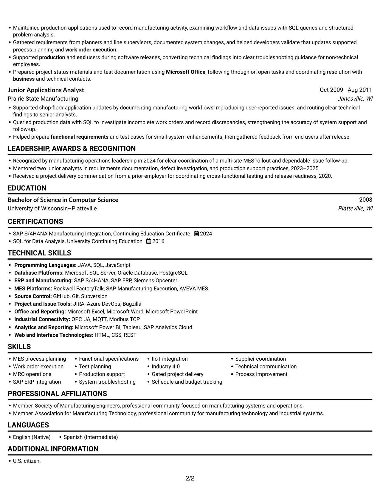 Resume example — page 2