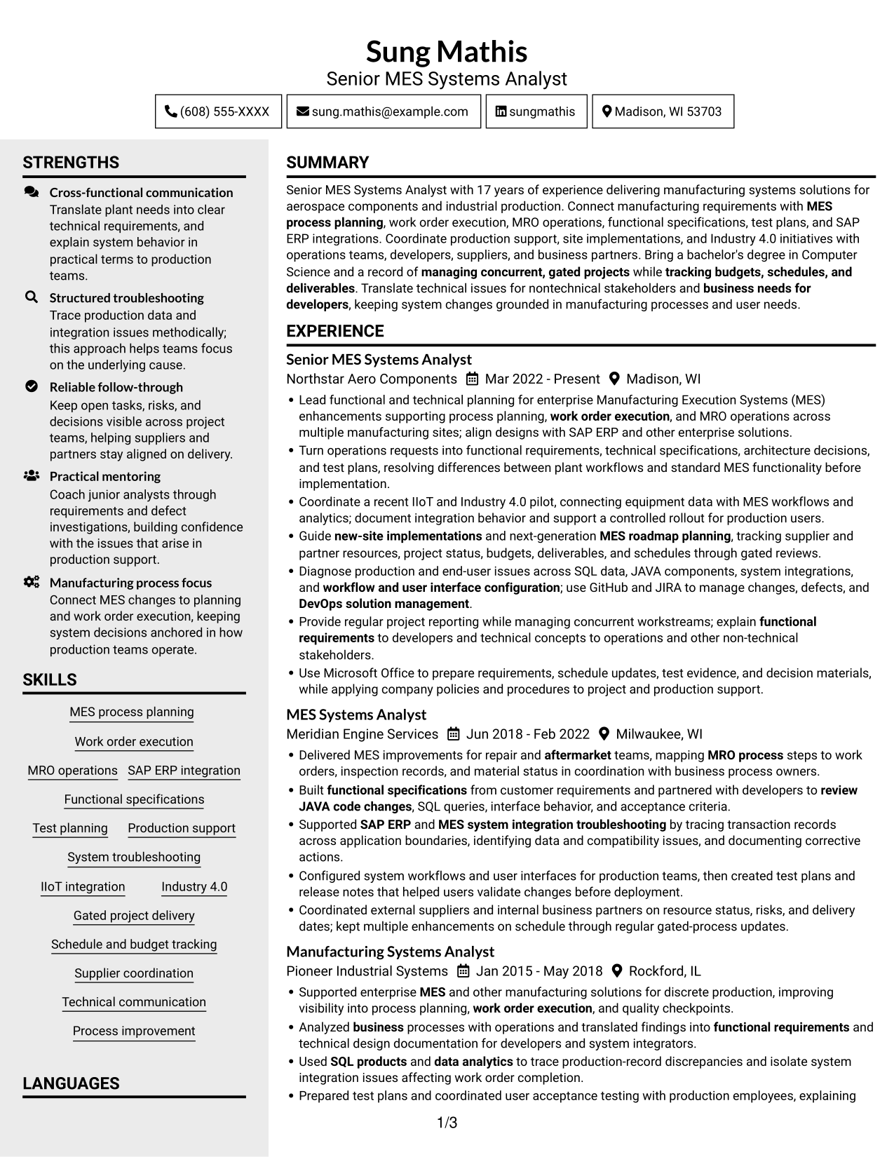 Resume example — page 1