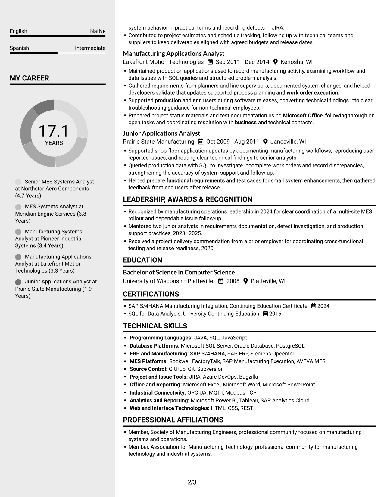 Resume example — page 2