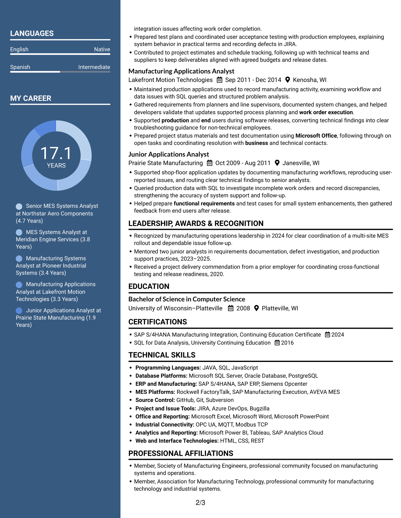 Resume example — page 2