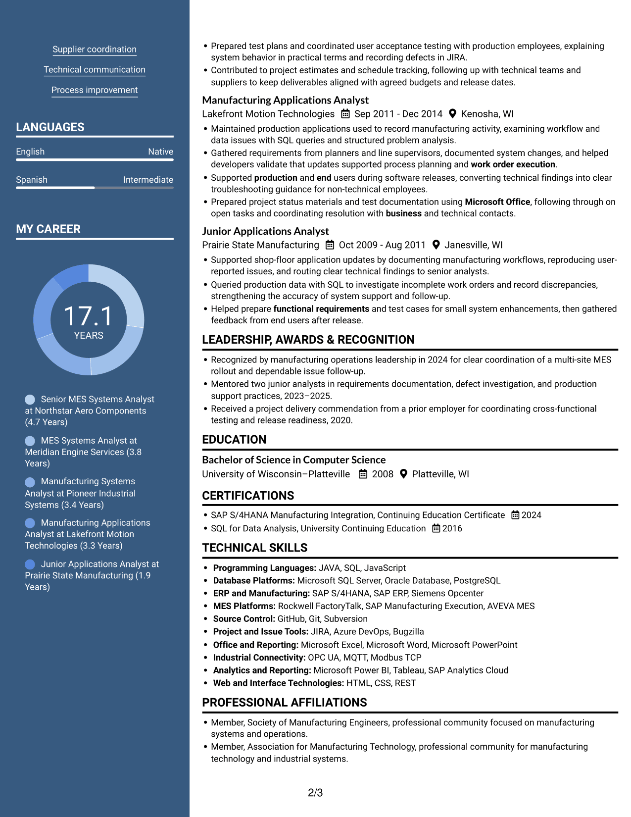 Resume example — page 2