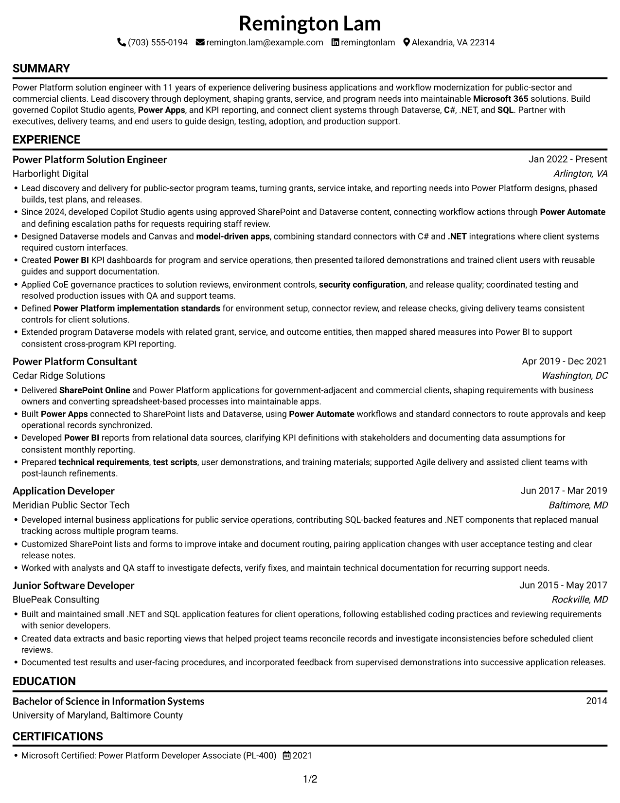 Resume example — page 1