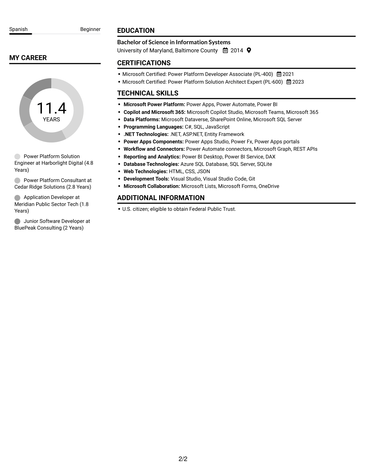 Resume example — page 2