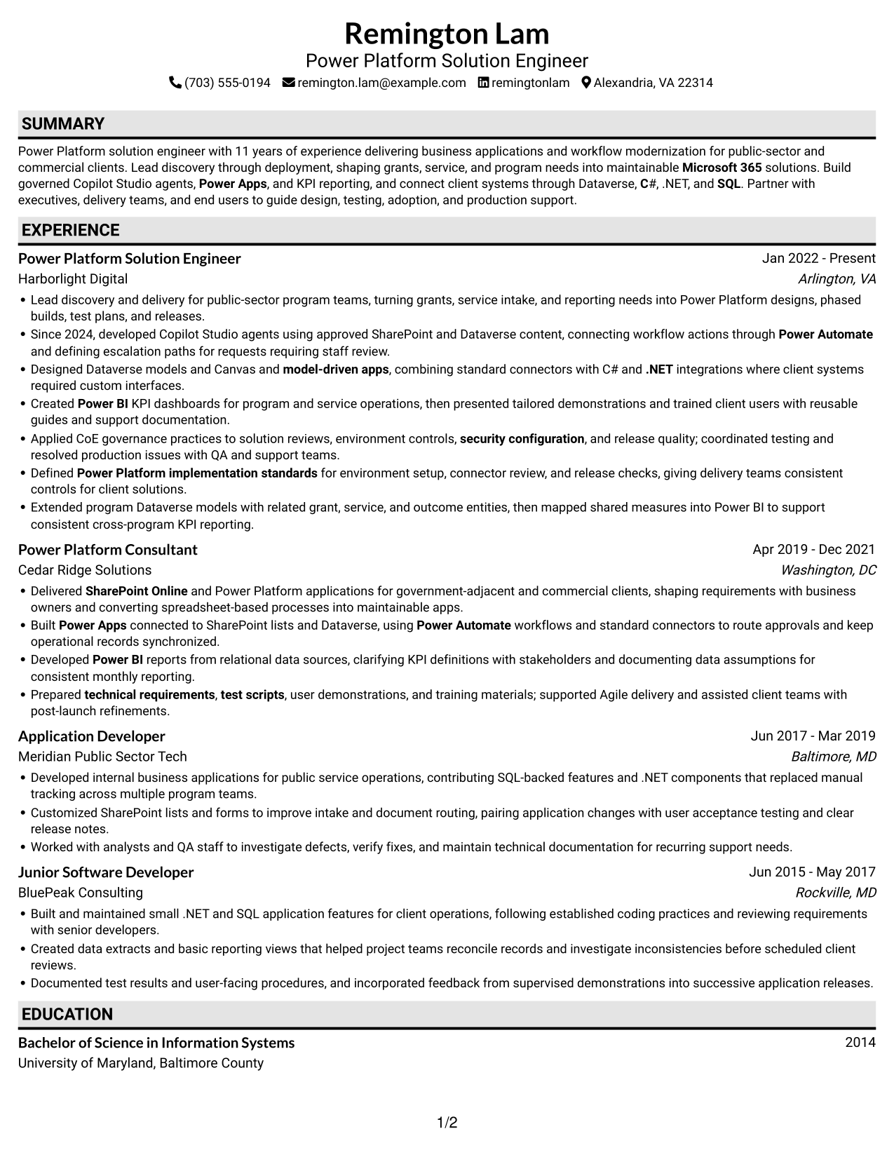 Resume example — page 1