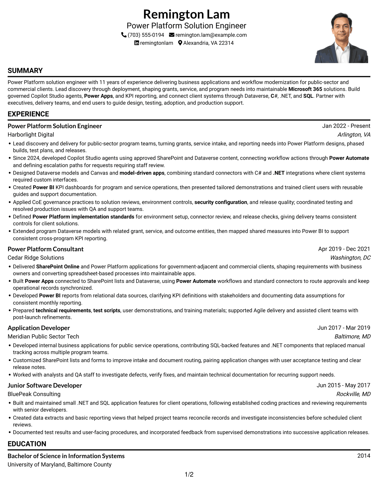 Resume example — page 1