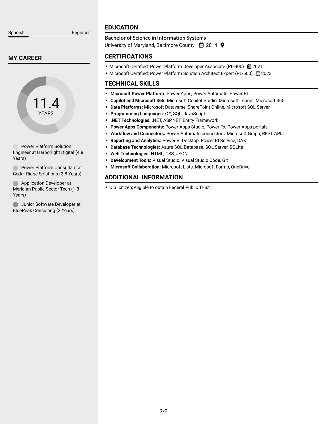 Resume example — page 2