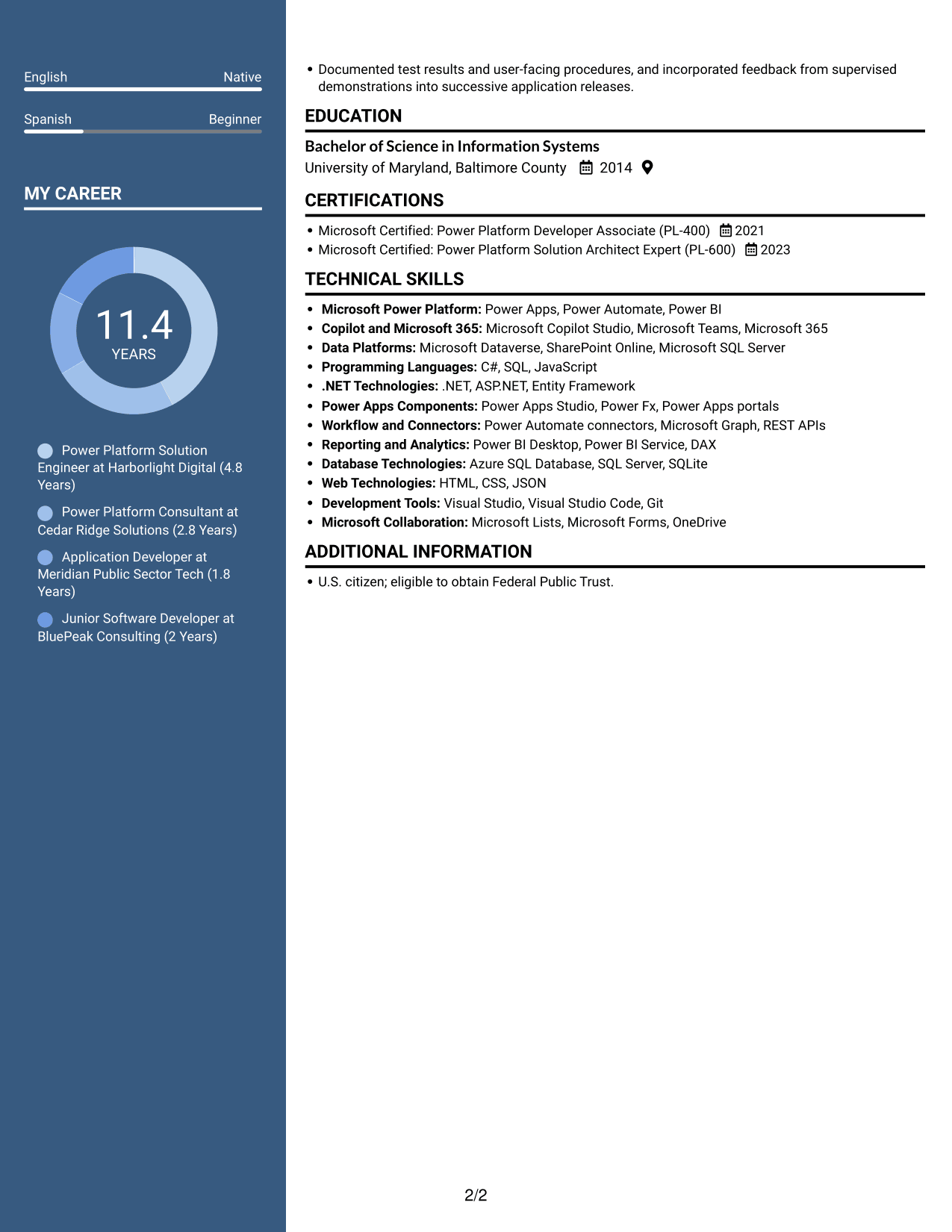 Resume example — page 2