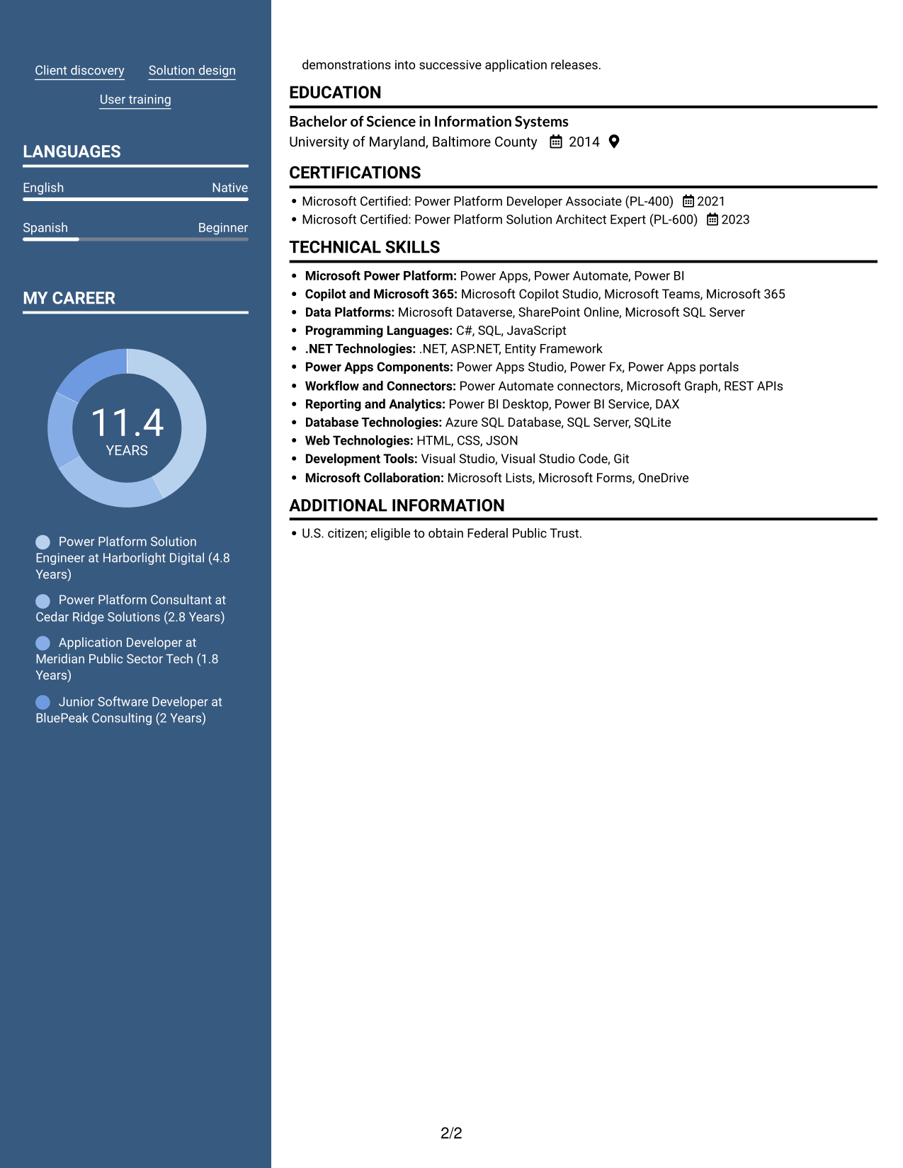 Resume example — page 2