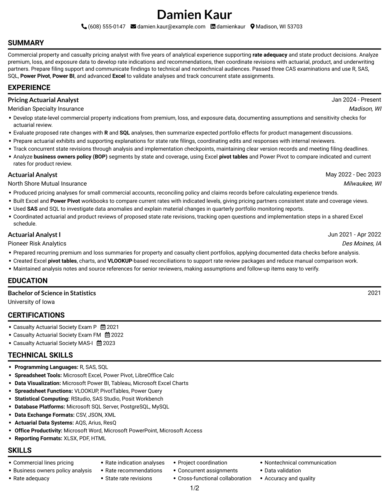 Resume example — page 1