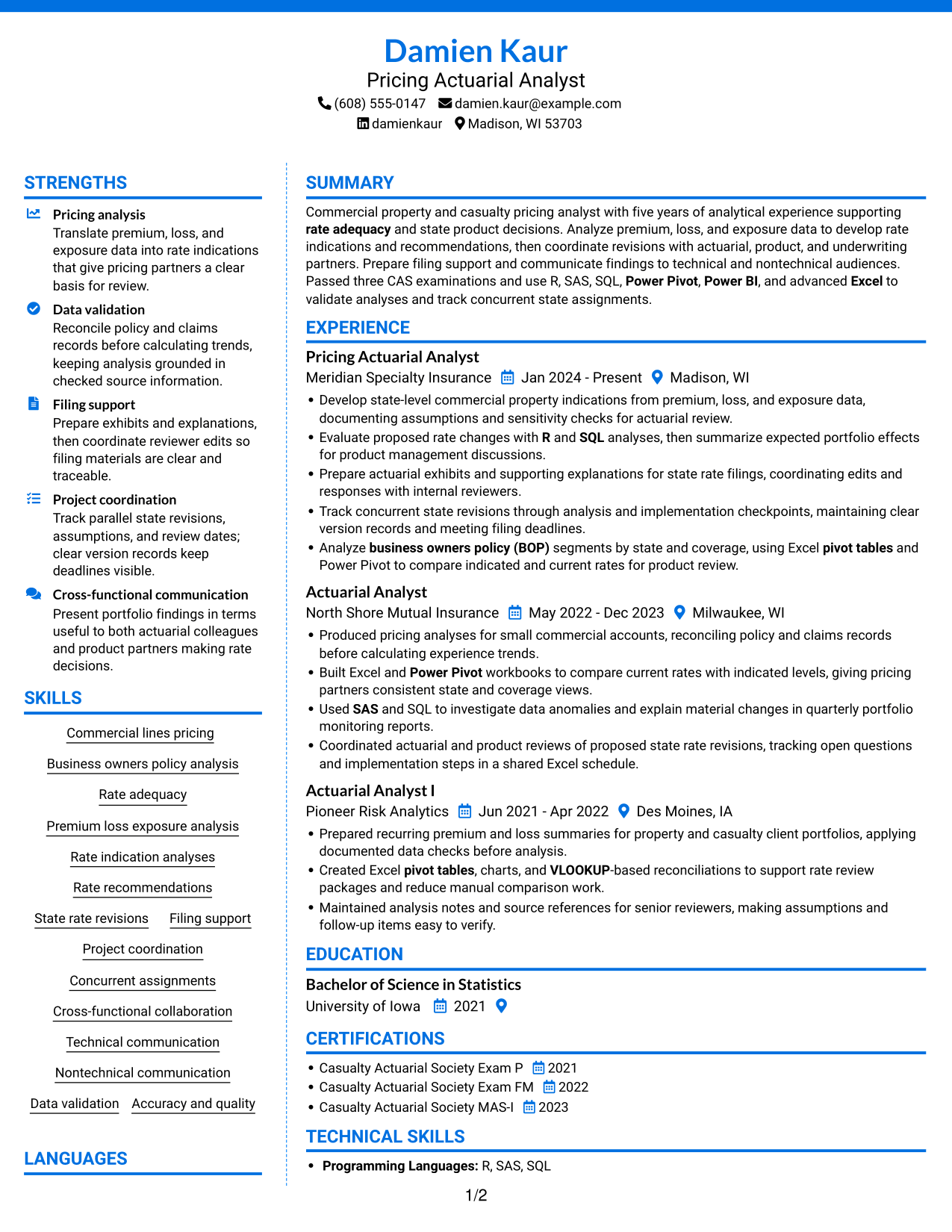 Resume example — page 1