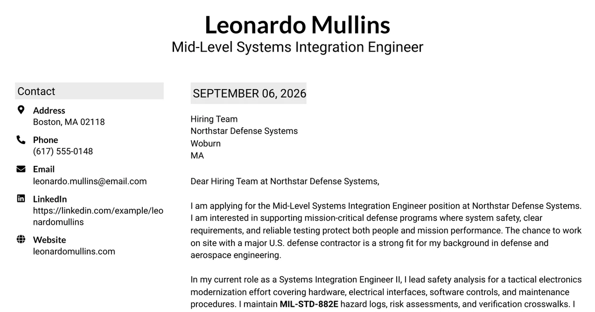 30+ Mid-Level Systems Integration Engineer Cover Letter Templates with Example 2026