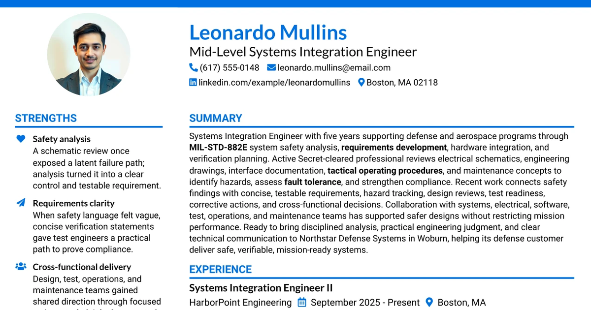 33 Mid-Level Systems Integration Engineer Resume Templates with Example 2026 (ATS-Optimized)