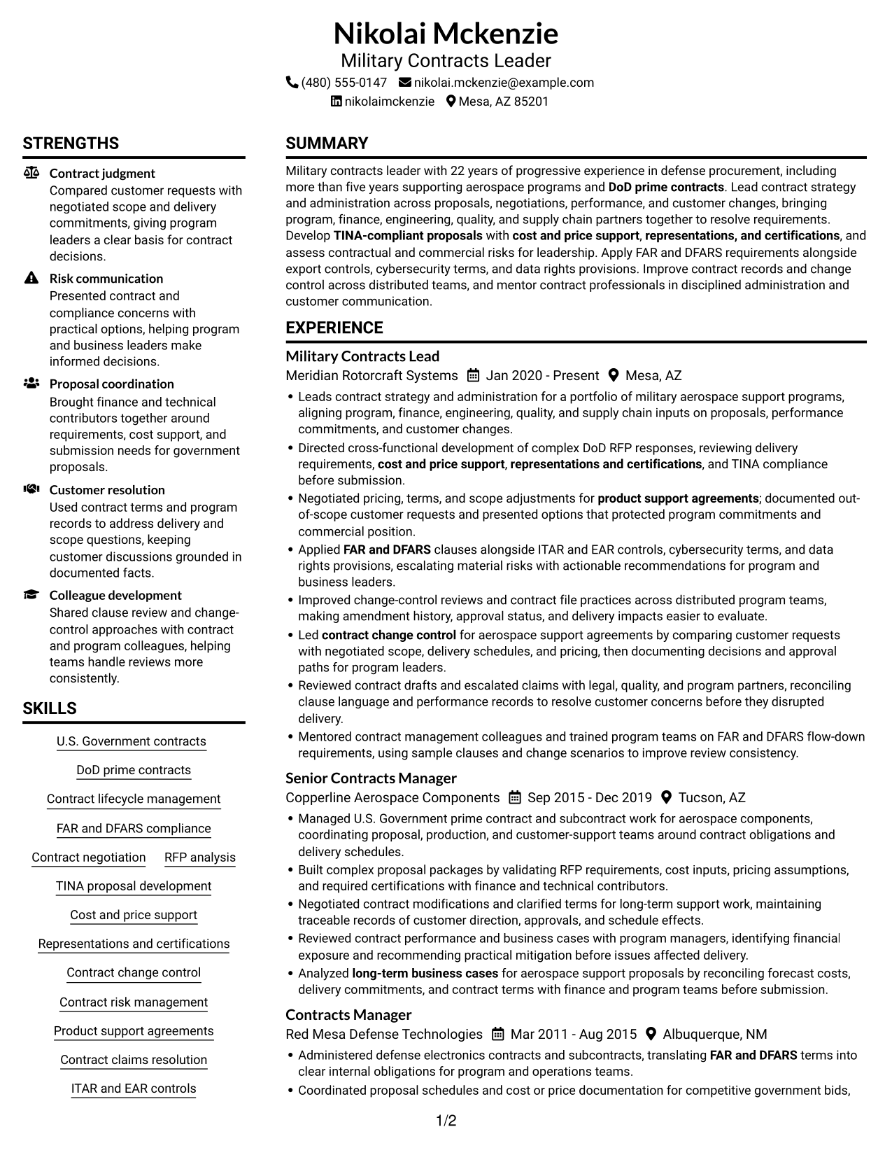 Resume example — page 1